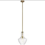Kichler Everly 15.25" 1-LIGHT Natural Brass Bell Pendant With Clear Glass. Fixed Price $65.00.