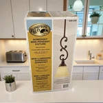 Hampton Bay Somerset Mini-pendant Bronze Finish Fixture With Frosted White Glass. Fixed Price $49.99.