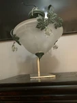 Fredrick Raymond Chandelier Verdi Metal With Brass Leaves. Fixed Price $450.00.