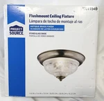 New Project Source Flushmount Ceiling Fixture Etched Glass Shade #0011549. Fixed Price $23.74.