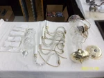 Vintage Elk Six Light Crystal Chandelier With Electric Candles Gold Metal. Fixed Price $299.00.