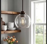 Audickic 7" Oil Rubbed Bronze Pendant Light Clear Glass Globe AD-22280-1P-ORB. Fixed Price $33.60.