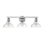 Carver 3-LIGHT Chrome Bath Vanity W/clear Glass Shades By Golden Lighting. Fixed Price $125.68.