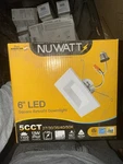 Nuwatt 6 In Led Square Retrofit Downlight 5CCT 1100LM 13W Dimmable White. Fixed Price $11.00.
