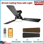 42" Ceiling Fans With Light Black Low Profile, Remote & App Control, Flush Mount. Fixed Price $67.06.