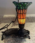 Meyda Tiffany Style Lily Tulip Green Stained Glass Metal Lamp Trinket Tray. Fixed Price $75.00.