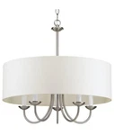Progress Lighting P4217-09 Drum Shade Brushed Nickel White Farmhouse Chandelier. Fixed Price $92.50.
