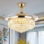 42" Invisible Led Ceiling Fan Light Crystal Retractable Chandelier Lamp W/remote. Fixed Price $127.89.
