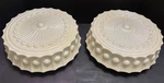 1OR2 Opal Glass Ceiling Shade(s) Flush Mount Cased 14" Embossed Drum Cream Retro. Fixed Price $119.00.