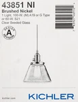 Kichler Avery 8 In. Brushed Nickel Farmhouse Kitchen Cone Pendant, Seeded Glass. Fixed Price $57.99.