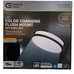 Commercial Electric 15" Led Color Changing Flush Mount With Night Light Trim. Fixed Price $59.97.