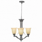 Hampton Bay 3-LIGHT Rustic Iron Chandelier With Antique Ivory Glass Shades. Fixed Price $84.99.