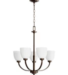 Quorum Intl. 6060-5-86 Reyes Lt Chandelier Oiled Bronze & Opal Glass, Open Box. Fixed Price $99.99.