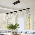 Gepow 38 Kitchen Island Lighting, Black Gold Linear Chandelier. Fixed Price $108.14.