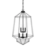 Hampton Bay Winfield 6-LIGHT Black Caged Tier Chandelier Geometric Metal Shade. Fixed Price $139.95.