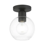 Livex Downtown 1 Light Sphere Semi-flush, Black/clear 48977-04. Fixed Price $97.96.