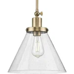Hinton 1-LIGHT Vintage Brass Seeded Glass Industrial Pendant P500324-163. Fixed Price $67.80.