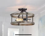 True Fine Madison Farmhouse Iron Wood Industrial Semi Flush Ceiling 2-LIGHT New. Fixed Price $49.99.