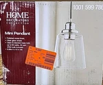 Home Decorators 1001 599 786 Polished Nickel Finished Mini Pendant, Clear Glass. Fixed Price $10.00.