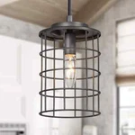 Lnc 1-LIGHT Farmhouse Rustic Gray Mini Pendant Cage Foyer Hall Island Bar. Fixed Price $33.79.