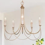Lnc Modern Satin Gold French Country Farmhouse 5-LIGHT Chandelier Vintage Candle. Fixed Price $179.00.