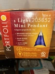 New Portfolio Mini Pendant Light Glass Brushed Nickel Cobalt Blue Shade. Fixed Price $14.44.