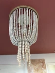 Pottery Barn Kids Beaded Chandelier Hanging Light Fixture Wooden Beads. Fixed Price $129.99.