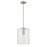 Craftmade Lyndsey 1 Light Pendant, Nickel/clear Textured 60292-BNK. Fixed Price $114.99.