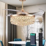 Dumaiway 52" Dimmable Chandelier Ceiling Fan With Light, Modern Crystal Retra.... Fixed Price $542.99.