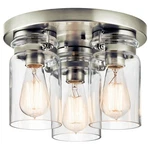 3 Light Flush Mount - With Vintage Industrial Inspirations 8 Inches Tall By. Fixed Price $194.95.