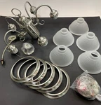 Hampton Bay Halophane 5 Light Brushed Nickel Chandelier W/ Frosted Glass Shades. Fixed Price $60.00.