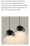 Dllt Industrial Pendant Light Fixture, Farmhouse Decor Adjustable Metal Lamp P6. Fixed Price $59.98.