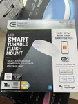 Commercial Electric Led Smart Tunable Flush Mount Light White 11". Fixed Price $27.99.