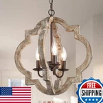 Log Barn Farmhouse 3 Lights Rustic Handmade Wood Orb Chandeliers. Fixed Price $281.23.