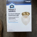 Acorn-shaped Flushmount Light, Antique Brass Finish, Crystal Glass #74435. Fixed Price $49.99.