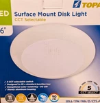 Topaz 6" Led Surface Mount Disk Light Cct Selectable 770LM SDL6/11W/WH/D/CTS-46. Fixed Price $9.00.