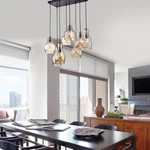 8-LIGHT Cognac Glass Cluster Pendant Antique Black Finish. Fixed Price $189.99.