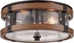 Farmhouse Ceiling Fixture 2-LIGHT Rustic Wood Grain Seeded Glass Shade 26C. Fixed Price $84.98.