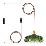 Xzhgcee Plug Pendant Light Fixtures Hanging Green Glass Hang.... Fixed Price $85.41.