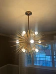 Arteriors Zanadoo Small Chandelier Antique Brass. Fixed Price $1100.00.