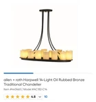 Allen + Roth Harpwell 14-LIGHT Oil Rubbed Bronze Chandelier. Fixed Price $199.99.