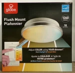 Globe Flush Mount White Led Ceiling Light Fixture, 60790, Adjust Color, New A4. Fixed Price $15.99.