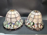 Set Of Tiffany Style Leaded Stained Glass Lamp Shades 8 1/2" X 5 1/4" High (2). Fixed Price $48.88.