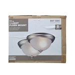 Commercial Electric 11 In. Brushed Nickel Flush Mount Frosted Glass Shade 2-PACK. Fixed Price $24.90.
