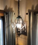 Warehouse Of Tiffany 3-LIGHT Bronze-finish Crystal Prism Plug Chandelier Euc. Fixed Price $49.00.