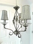 Modern Elegance Crystal Brushd Steel Czech Glass Shades 3 Light Pendant Plug Opt. Fixed Price $129.11.
