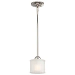 Minka 1731-613 Polished Nickel One-light Mini Pendant W Etched Box Pleat Glass. Fixed Price $89.99.