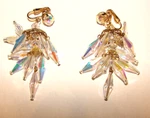 Pair Fun Vintage Aurora Borealis Crystal Chandelier Cluster Clip On Earrings. Fixed Price $19.99.