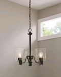 Hampton Bay Castleford 3-LIGHT Satin Bronze Chandelier W/clear Glass Shades. Fixed Price $24.99.