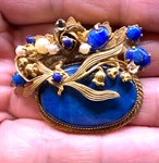 Vtg Lapis Lazuli Brooch Pendant Original By Robert Faux Pearl Ornate Gold Tone. Fixed Price $99.00.